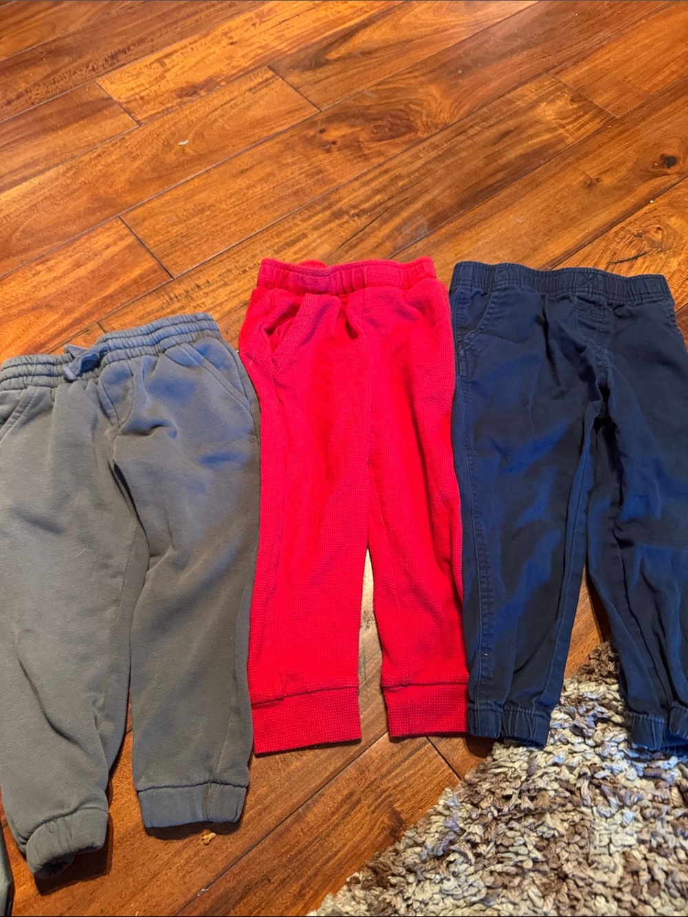 Kids Cozy Elastic Waist Joggers - Red, Navy, Gray